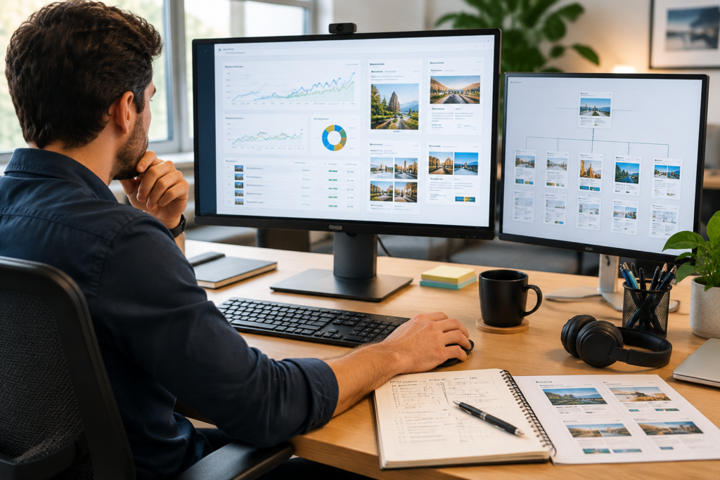 Marketing team planning keywords for service pages